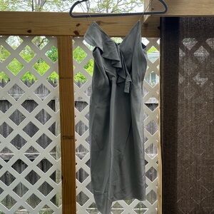 Elegant Gray Ruffle Dress 100% Sipk made in USA
